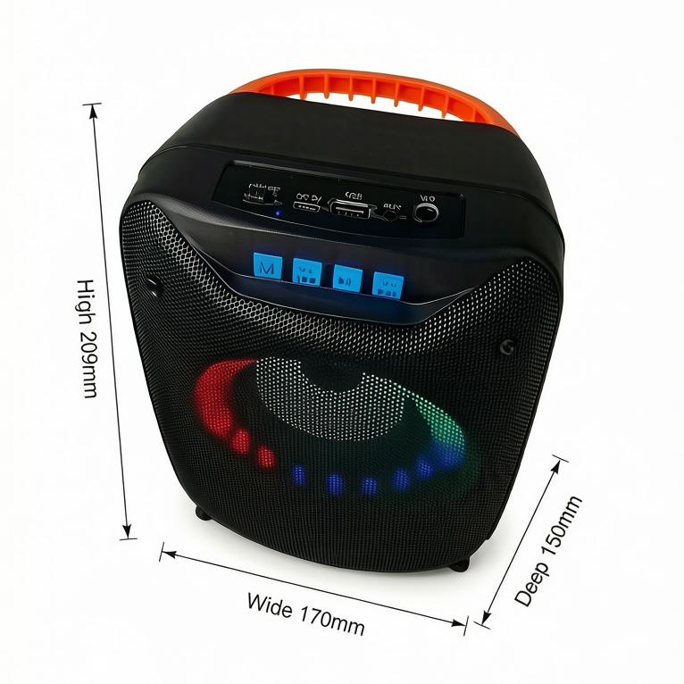 Protable Wireless Bluetooth Speaker with Bass Stereo Speaker Subwoofer Party Disco Light LED Flash FM Radio Outdoor Wireless Speaker