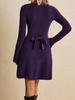 Cross-Border Europe-America Chic Wine Red Dress: Autumn/Winter High Neck Style