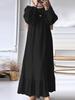 2024 Women's Retro Puff Sleeve Ruffle Dress with Pockets - Spring/Autumn Collection
