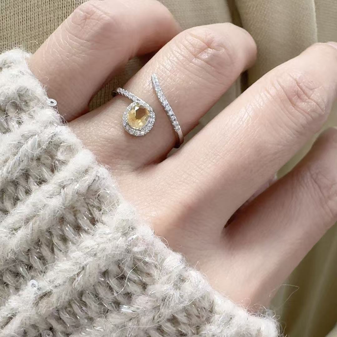 

Light Luxury S925 Sterling Silver Inlaid With Natural Sapphire Zircon Women S Ring, Japanese And Korean Fashion Fashion Fashion Jewelry open adjustable band
