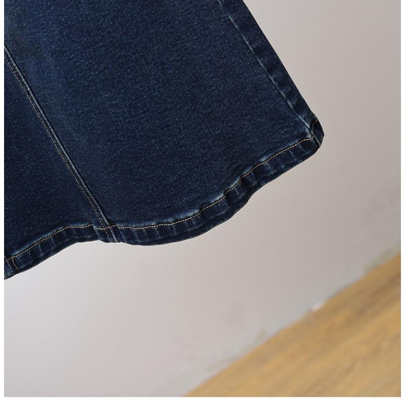 Dimanaf 2025 Plus Size Summer Elastic Denim Skirts Women Fashion Loose A-Line Skirt High Waist Vintage