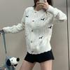 Three-Color Button Puppy Embroidery Wool Cardigan for Women