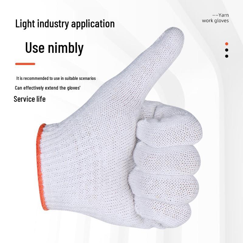 Work-Resistant White Cotton Nylon Gloves for Labor Protection