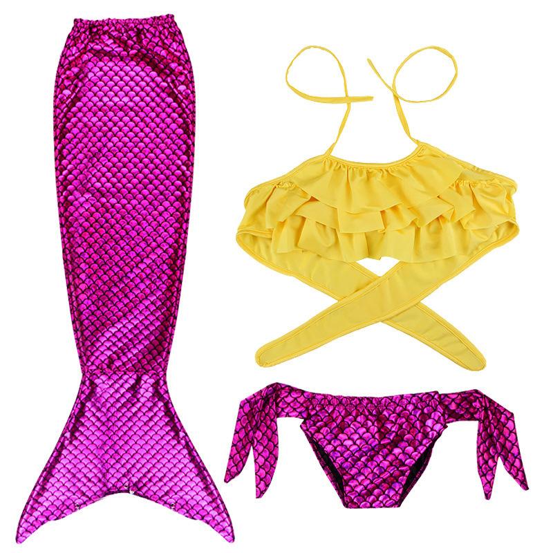 Mermaid Swimsuit Girls Middle School Elder Princess Split Skirt Elementary School Mermaid Baby Three-Piece Set
