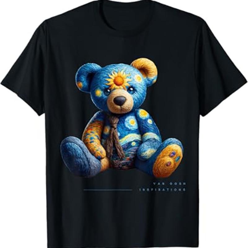 Artistic Bear T Shirt Starry Night Inspired Painted Bear Tee S разноцветный