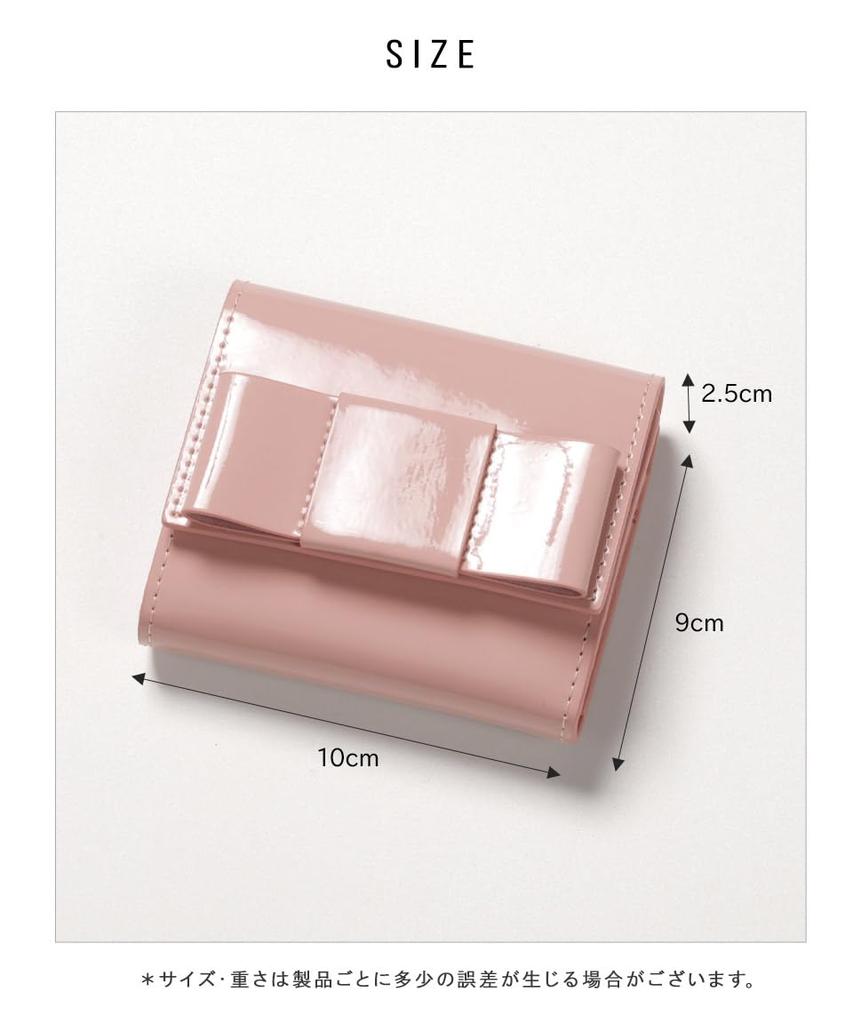 Altro Rose Pink Ribbon Tri-fold Wallet, Mini Wallet, Small Coin Purse, Card Slots, Bill Compartment, Box Coin Shape, Enamel, Elegant Design, 333229-16