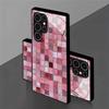 Pink Mosaic Tile Pattern glass Phone Case For Samsung Galaxy S26 S25 S24 S22 S23 Ultra S21 S20 Plus 5G  Non-Slip Full Cover