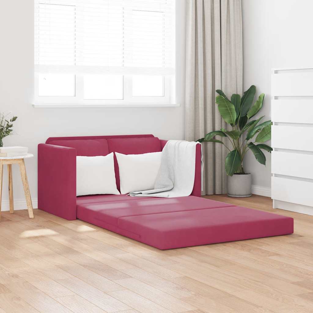 Vidaxl Sofa Podłogowa 2-W-1, Winna Czerwień, 122X204X55 Cm, Aksamit