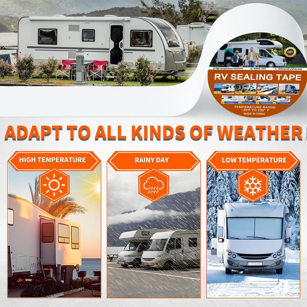 RV Sealant Tape White Waterproof Seal Tape - Weatherproof Sealant Roofing Tape for Roof Repair Camper Trailer Boat Sealing Leak