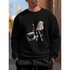 Ribbed Cuffs & Anti-Pilling, Men's Crew Neck Sweatshirt, Great for Daily Use