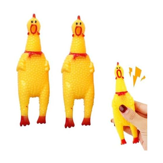 KALOLINNA Loud Roaring Chicken Funny Chicken Set of 2 Shouting Chicken Roaring Shouting Chicken Toy Chicken Dog Chew Toy Funny Chicken (16cm)
