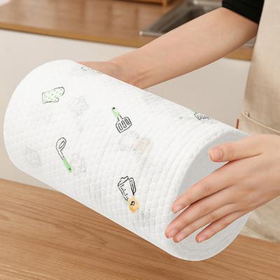 50/100/200Pcs/Roll Kitchen Paper Towel Super Water Oil Absorbent Wet Dry Dual Use Food Grade  Washable Lazy Rag Dishwashing Cloth CLE