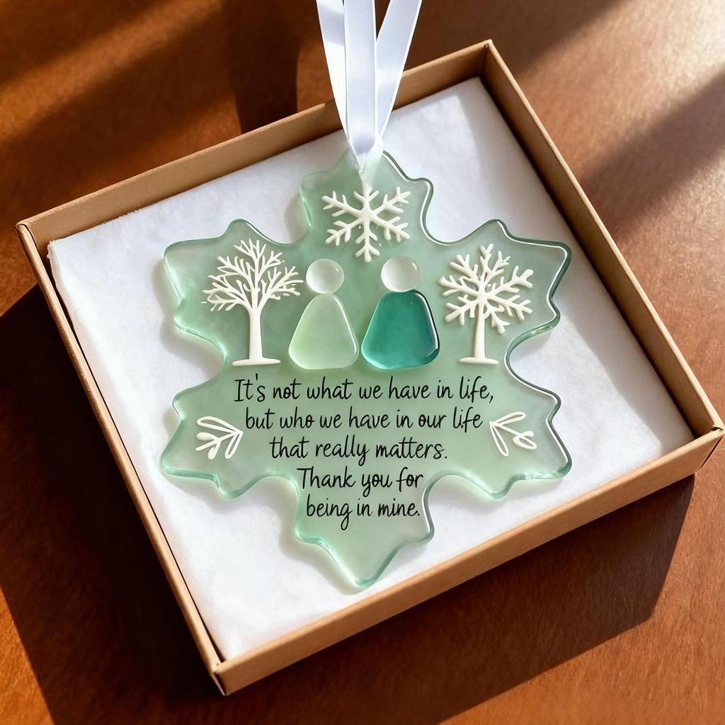 Sea Glass Snowflake Ornaments Acrylic Friendship Pendant Snowflake-Shaped Friendship Hanging Pendant for Hallway Festival