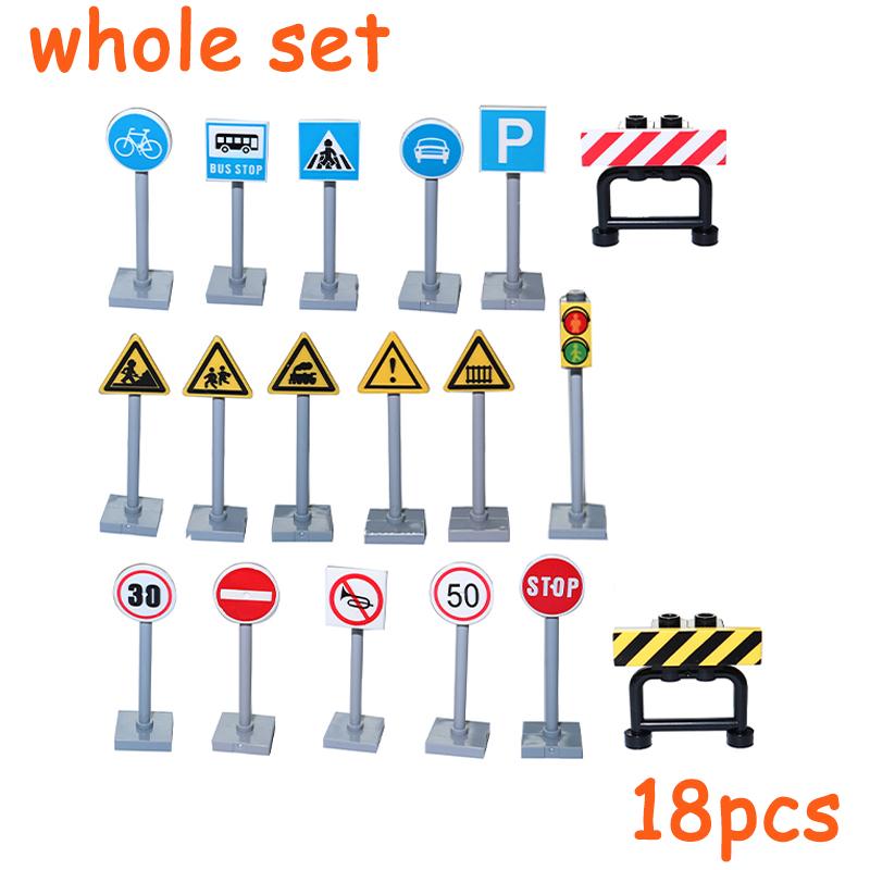 Non-Toxic Moc City Traffic Road Signs Signal Light Building Block Bike Bicycle Scooter Motorcycle Vehicle Scene Construction Accessories