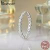 BAMOER White Gold Plated Bubble Ring for Women, 925 Sterling Silver Bezel Set Moissanite Ring Matching Full Wedding Band