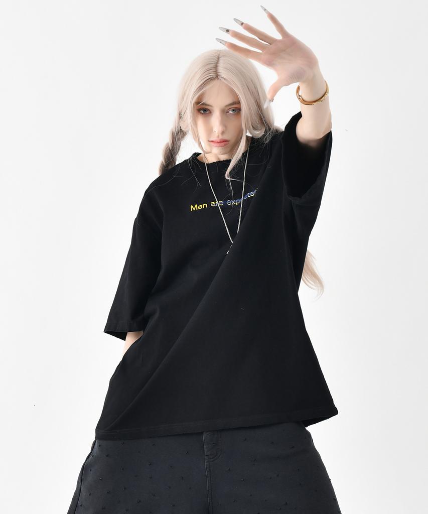 REEMNIK Lettering Print Oversized Round Short Sleeve T-Shirt [2 Colors]