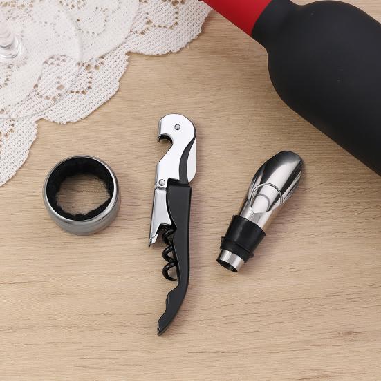5Pcs Bottle Openers Wine Stopper Set Stainless Steel Reusable Vacuum Corks Bar Party Red Wine Tool Jar Opener Holiday Gift