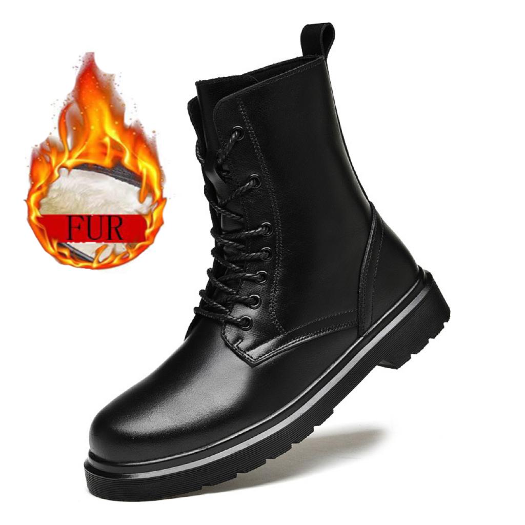 

Новые мужские качественные черные кожаные ботинки, модные тенденции, нескользящие, прочные, удобные для верховой езды, универсальные, водонепроницаемые, высокие ботинки 45