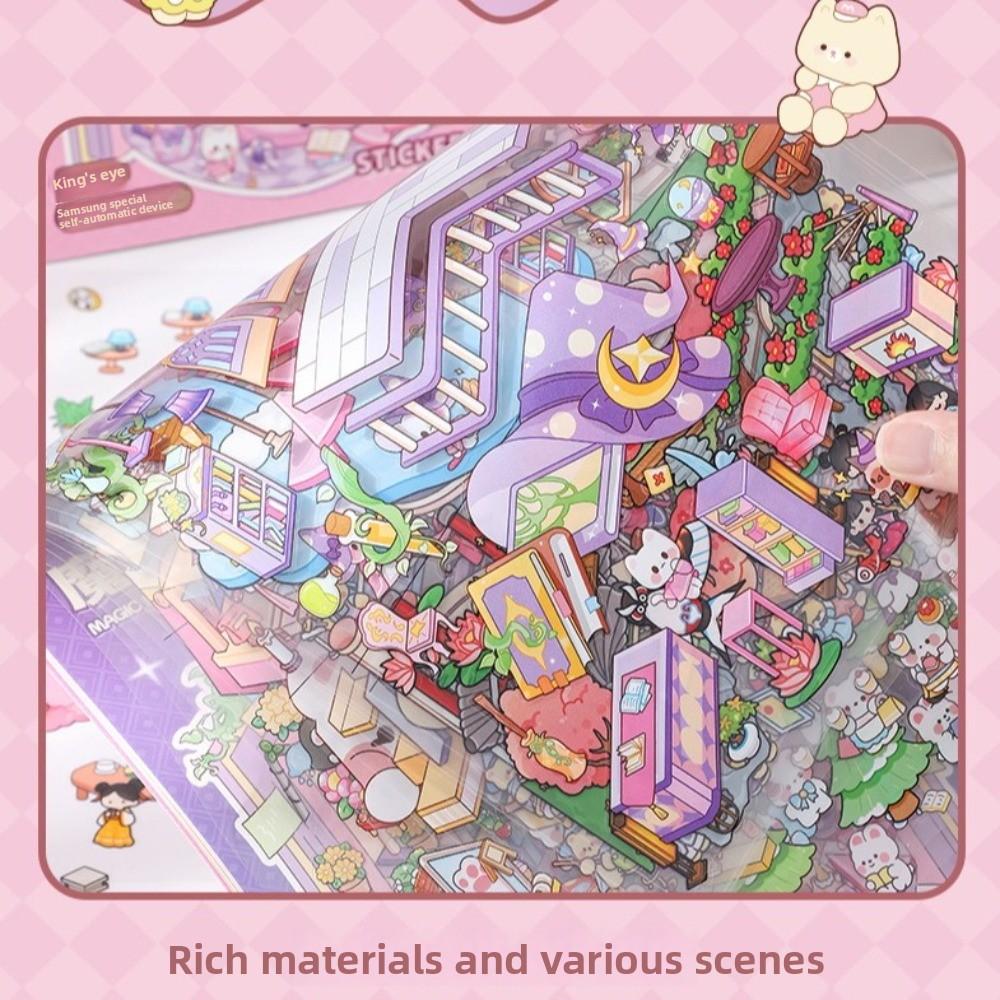 PET Miniature Scene Stickers Handmade Visual Stacking Sticker Cute Sticker Book  for Children