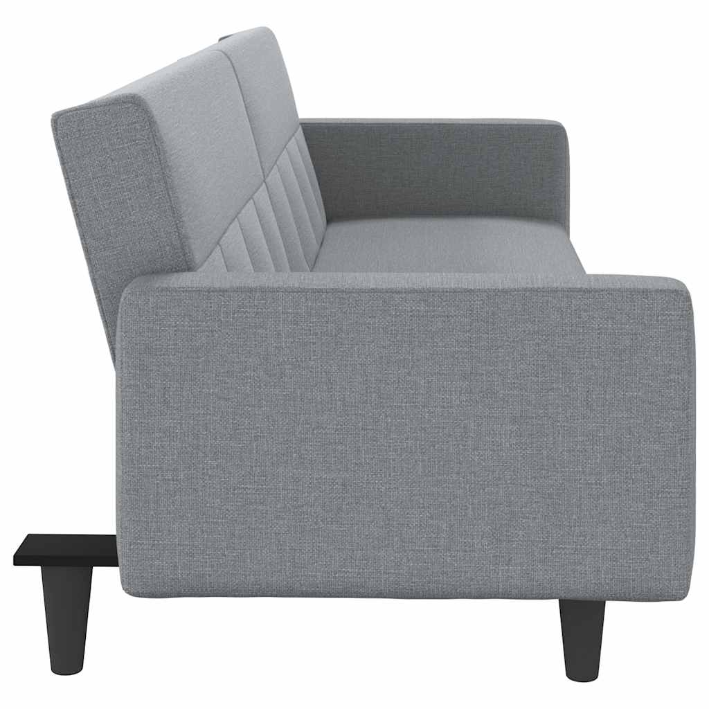 Sofa Bed with Cushions Light Grey Fabric