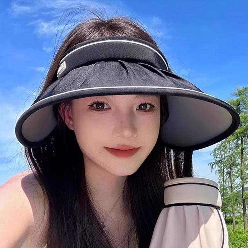 2026 Women'S Summer Large Brim Open Empty Top Sun Hat Upf 50+ Foldable Sunshade Hat Uv Protect Sun Protection Sun Cap