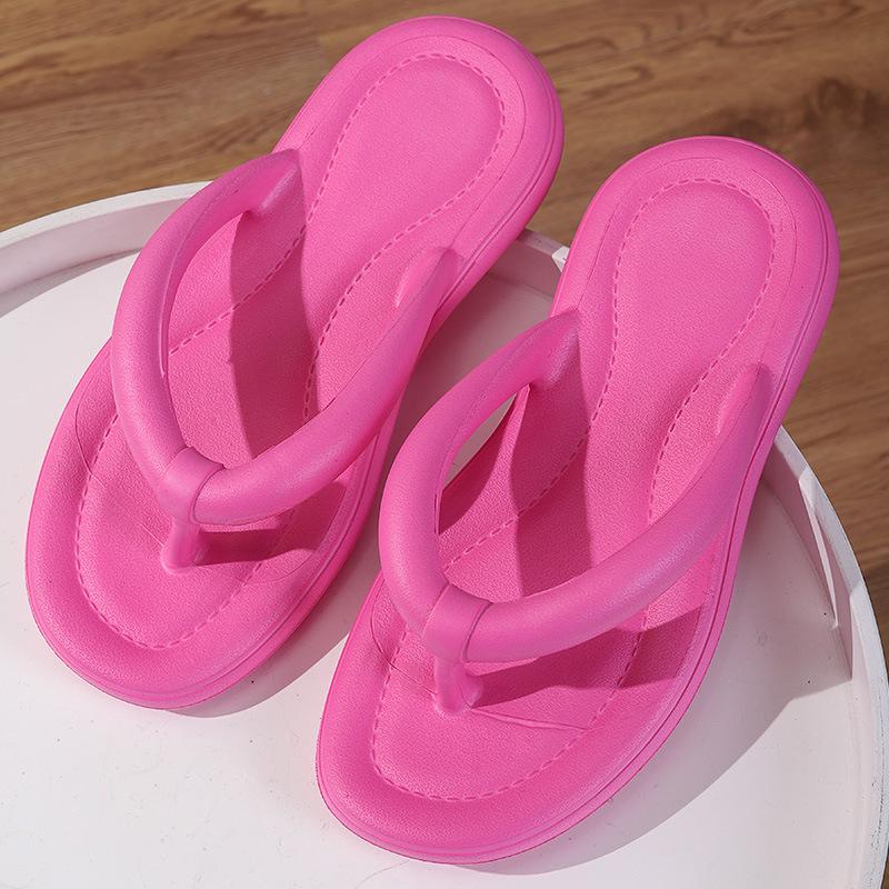 Women Spring Solid Color Soft Slope Outdoor Flip Flops Home Slippers Summer Casual Thick Flat Bottom Anti Slip Beach Sandals Shoes 36-41