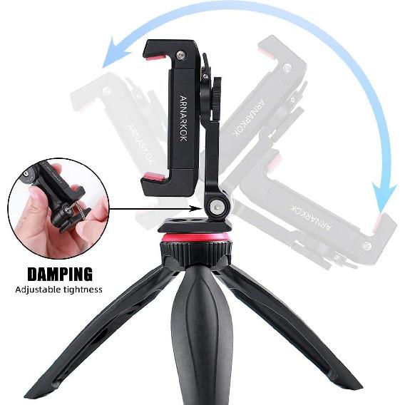 Metal Phone Tripod Mount w Rotatable Cold Shoe,Compatible with iPhone Cell Phone Tripod Mount Adapter, Phone Mount for Tripod,Tripod Phone