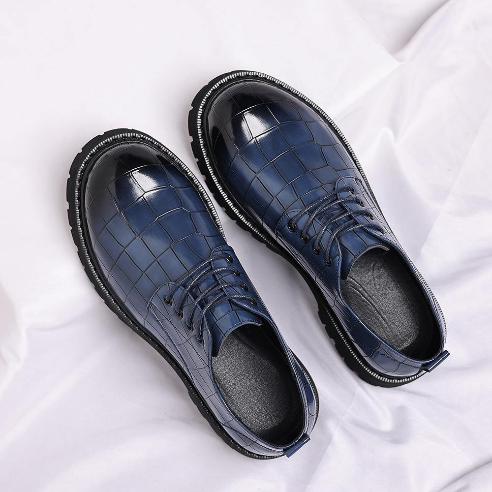 Men's Leather Shoes Men's Thick-soled Height-increasing British Wedding Groom Suit Shoes Spring and Autumn Leather Shoes Fashion Large-size Casual Sh