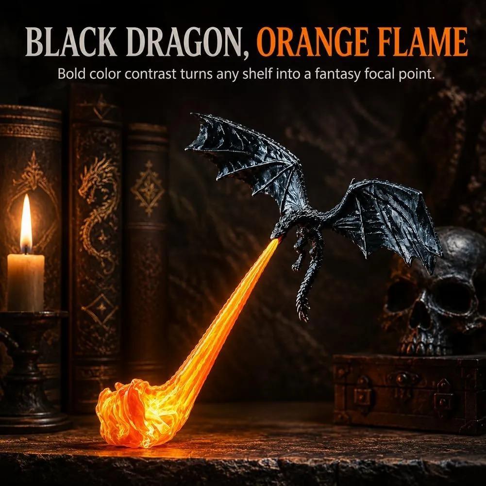 3D Printed Fire Breathing Dragon LED Lamp, Fantasy Dragon Night Light, Desktop Shelf Decor, USB Rechargeable Creative Home Ornament Gift