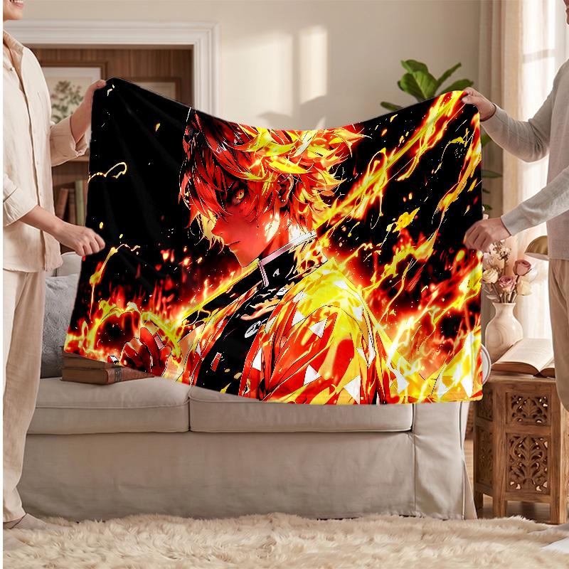 Agatsuma Zenitsu Printed Flannel Blanket, Skin Friendly Warm Throw for Indoor Couch Bed Daily Use