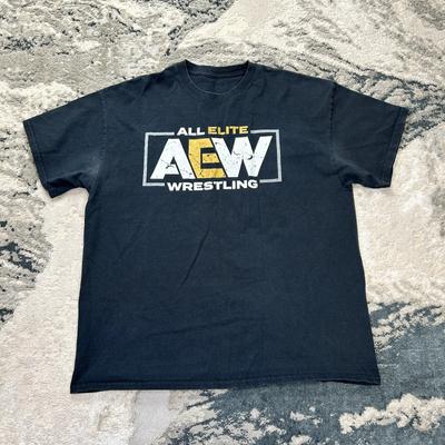 Herren T-Shirt Schwarz All Elite Wrestling Professionell Grafikdruck Sportbekleidung