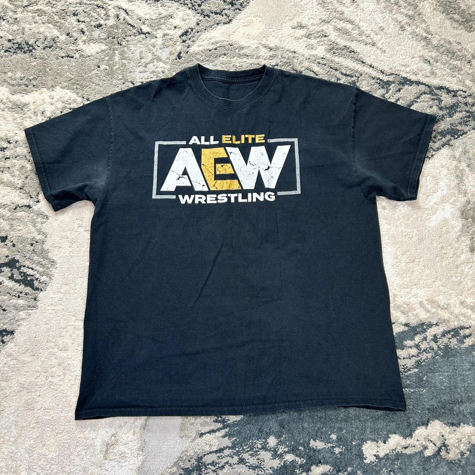 Мужская футболка Черная All Elite Wrestling Профессиональный Графический Принт Спортивная одежда XL