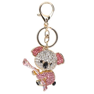 Schlüsselanhänger Koalabär Legierung Strass Gold Kristall Metallanhänger Kleines Geschenk(Rosa)