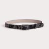 Black And White Cow Pattern Faux Leather Belt With Day Buckle For Ladies