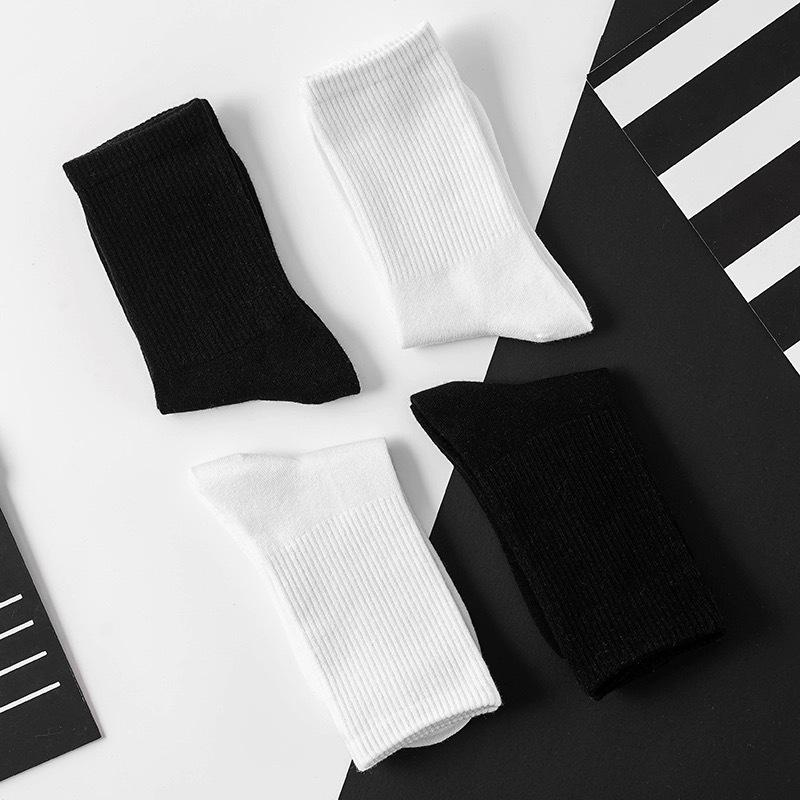Black & White Women's Mid-Calf Breathable Trendy Socks – Spring/Summer Casual