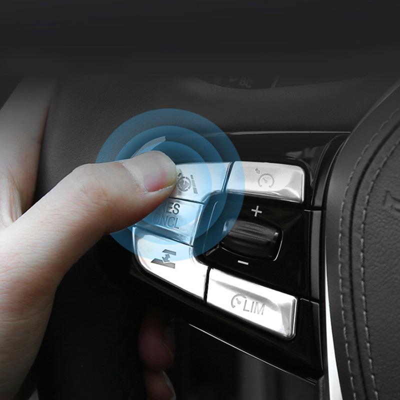 For BMW 5 Series 6GT G32 G30 2017- Chrome Car Steering Wheel Buttons Switch Decorate Cover Trim Car Interior
