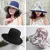 Wide Brim Cotton Summer Hat Women Packable Reversible Floral Bucket Hat UV Sun Protection Wide Brim Summer Beach Cap Double Sided Floppy Sun Hats