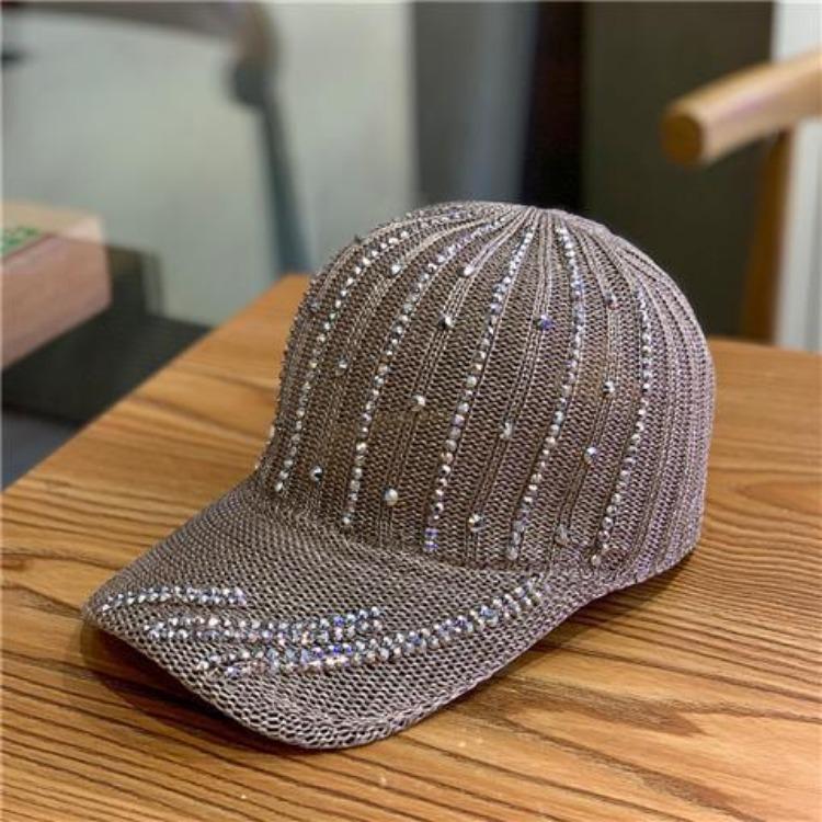 Women's Hat Summer Water Diamond Duck Tongue Hat Hollow Breathable Sunshade Hat Baseball Hat