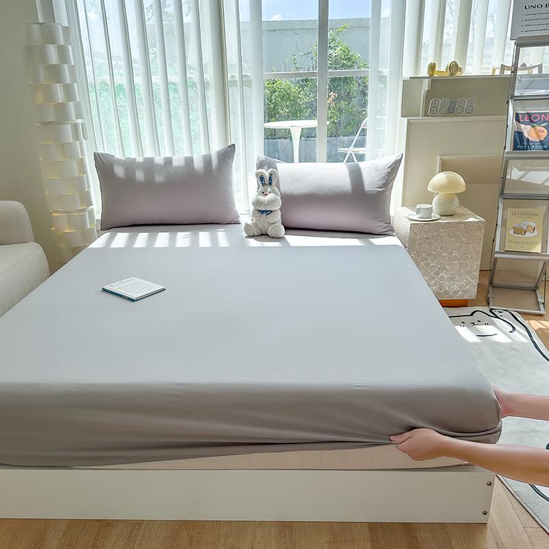60s Class A Solid Color Washed Cotton Fitted Sheet - Mother and Baby Grade, Thickened for Summer