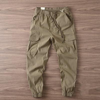 Men's Casual Straight-Leg Black Cargo Pants Trendy Slim Fit Spring Autumn Lightweight Style for Smooth Silhouette