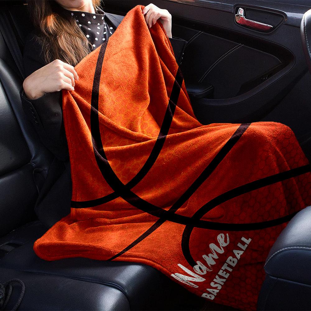Custom Name Basketball Theme Printed Blanket - Perfect for Couch, Bed, Travel & Outdoor Use | Machine Washable, Cozy & Durable.