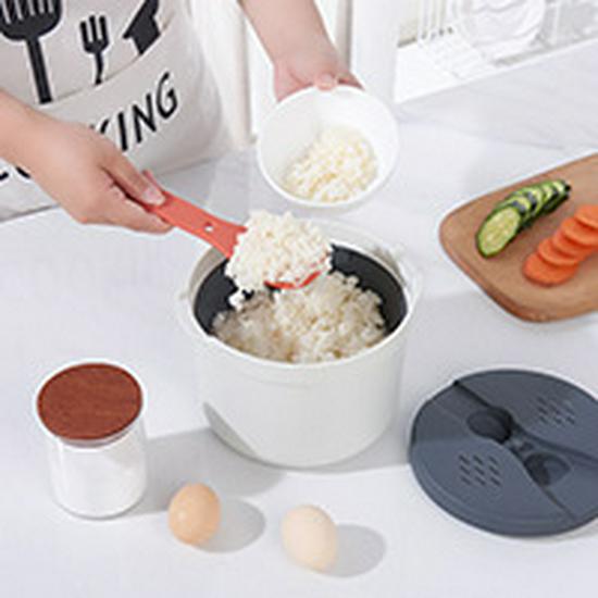 Portable Double-Layer Microwave with Lunch Spoon, Rice Steamer, Large Capacity Soup & Rice Cooker.