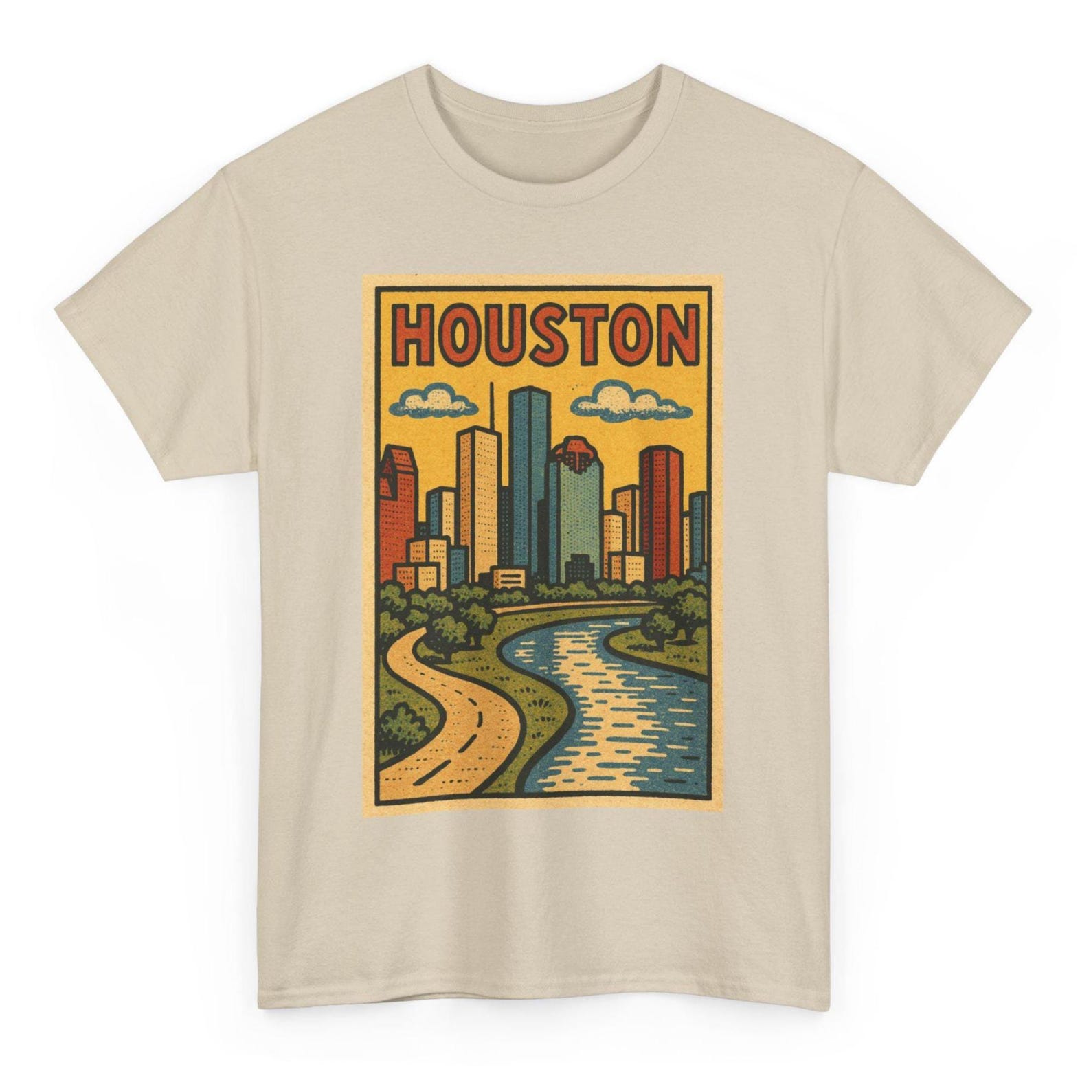 Houston T-Shirt: Retro Comic Texas City Skyline Tee M