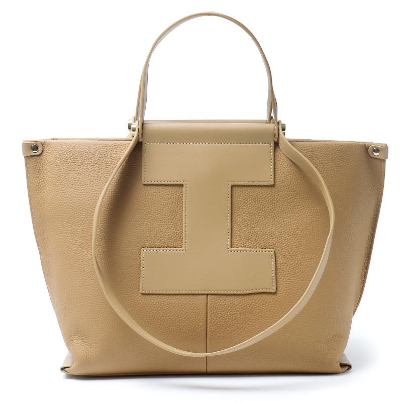 The First Layer of Togo Cowhide H Design Is a Hand-held Crossbody Women's Bag Leather Splicing Bag, Casual Fashion Temperament Commuter Dumplings