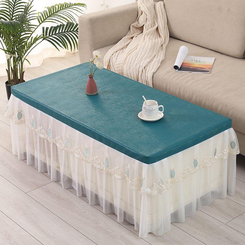 Elegant Lace Border Perm Dust Cover Rectangular Waterproof Coffee Table Cloth European Style Minimalist Oil Resistant Mat