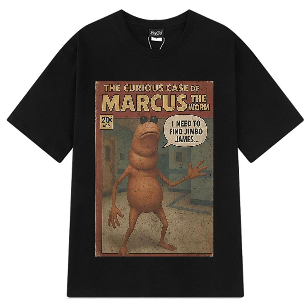 

Marcus The Worm Comic Funny Meme T Shirt Men Women Vintage T-shirt Summer Short-sleeved Loose Casual Cotton Harajuku T-shirts 3XL