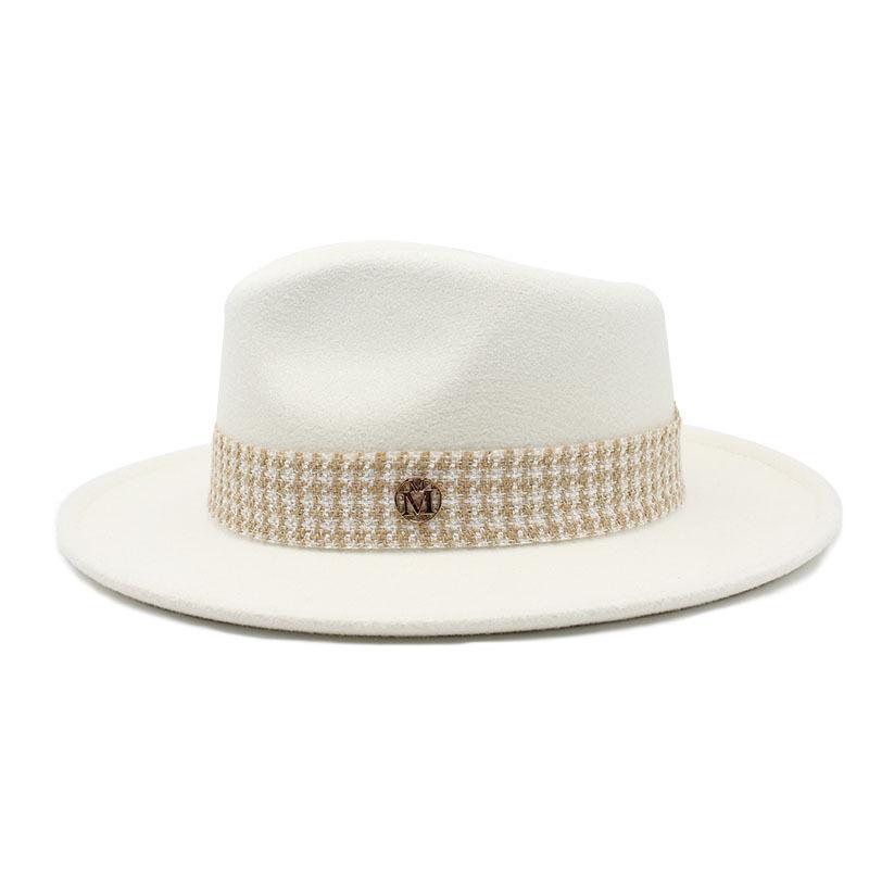 M Standard Top Hat, Love Hat, Felt Hat, Small Warped Edge Men'S And Women'S Top Hat, Retro Beige Jazz Hat