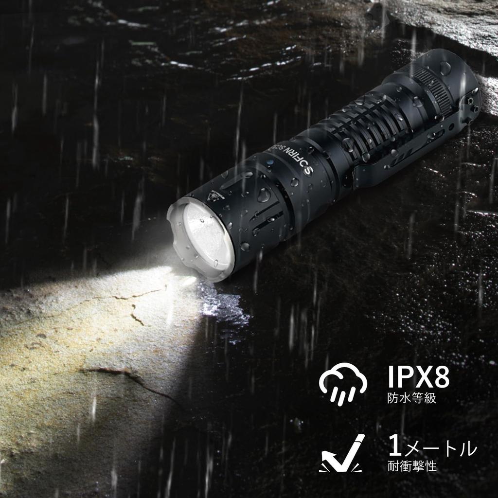 Sofirn LED 5200 Lumen Taktisch Leistungsstark Arbeits-Hohe IP68 für Katastrophen-Outdoor-Stromausfall und Inspektions-Taschenlampe, Licht, Licht, Helligkeit, USB-C