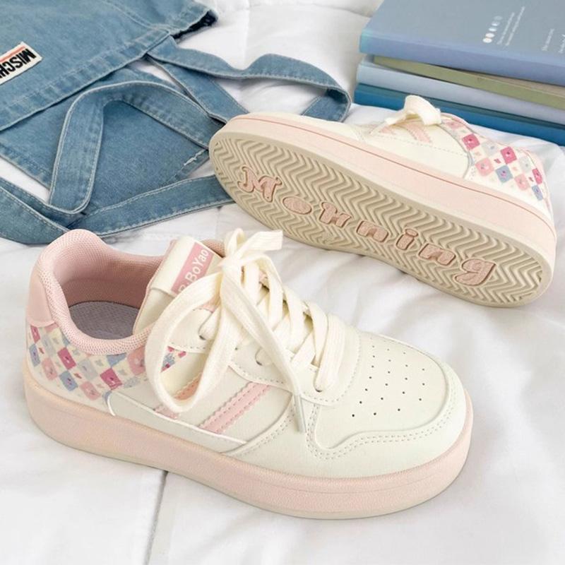Fashion Autumn Mix Color Plaid Sneakers Women Breathable Lace Up Sports Shoes Woman Comfortable Soft Insoles Running Casual Shoes Female