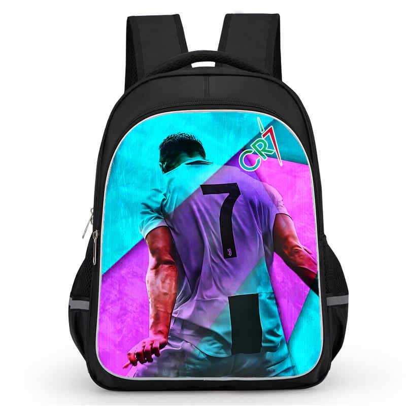Cr7 Rucksack Hochauflösender Druck Große Kapazität Multifunktion Reißverschluss Oxford Rückenschutz Leichter Rucksack
